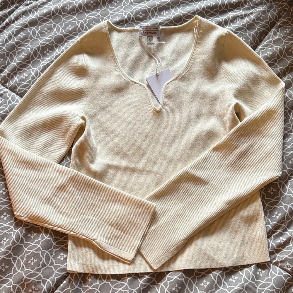 Cream Long Sleeve Knit Top